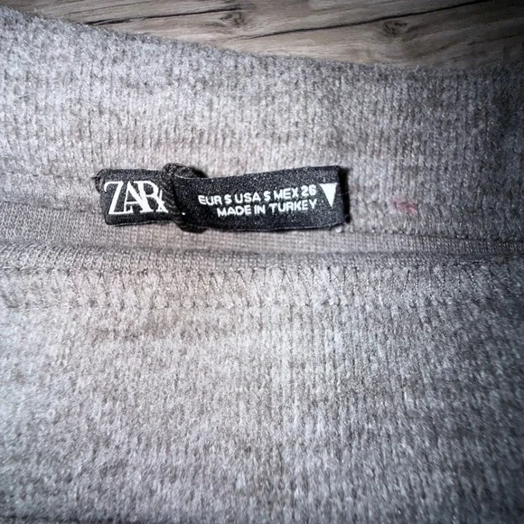 ZARA Knit 2pc Skirt Set Womens S Gray Cropped Sweater Midi Skirt Minimalist - Picture 6 of 10